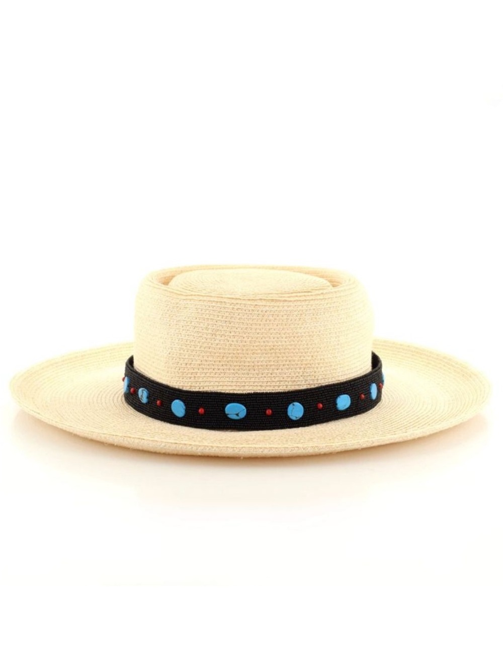 Christian Dior Panama Hat Hemp with Beaded Accent Neutral